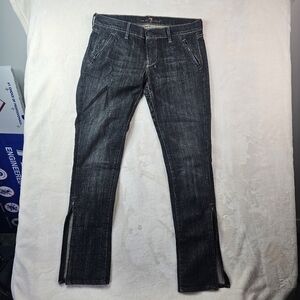 7 for all mankind jeans black denim size 30 USA boot cut 10" zipper on ankle